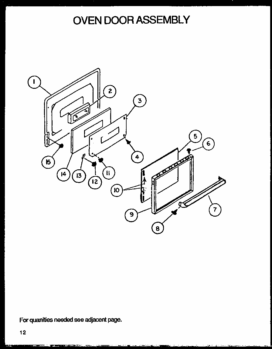 Oven Door Assembly Diagram and Parts List for GBK26FS0 P1142147NW Amana Range