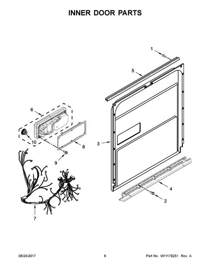 04 - Inner Door Parts Diagram and Parts List for JDB9200CWX4  Jenn-Air Dishwasher