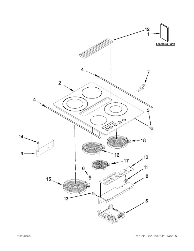 Cooktop Parts Diagram and Parts List for JED4430WR02  Jenn-Air Cooktop