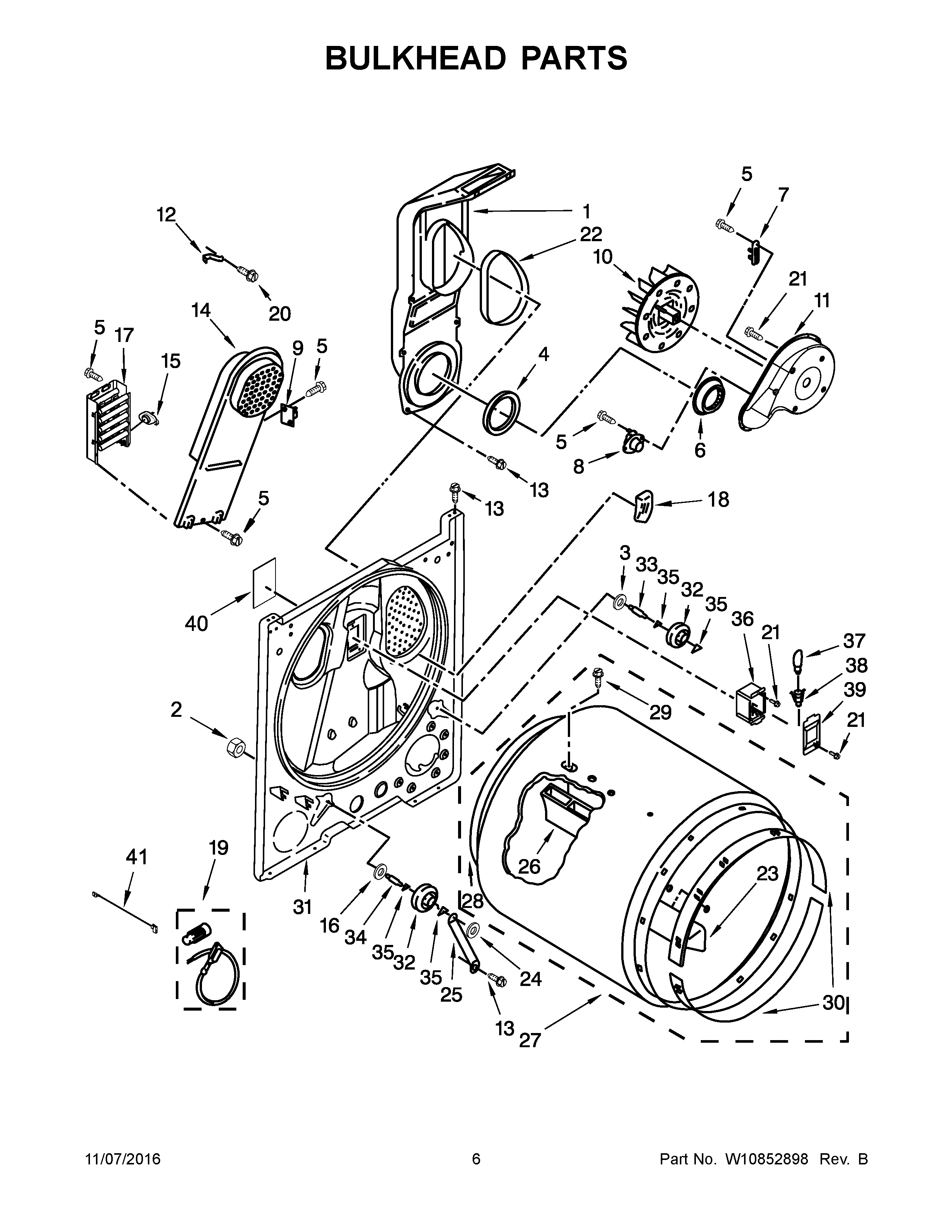 04 - BULKHEAD PARTS Diagram and Parts List for YNED4755EW1  Maytag Dryer