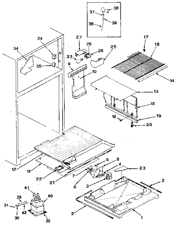 Freezer Compartment Diagram and Parts List for JRTD226LB-MBJ84B  Jenn-Air Refrigerator