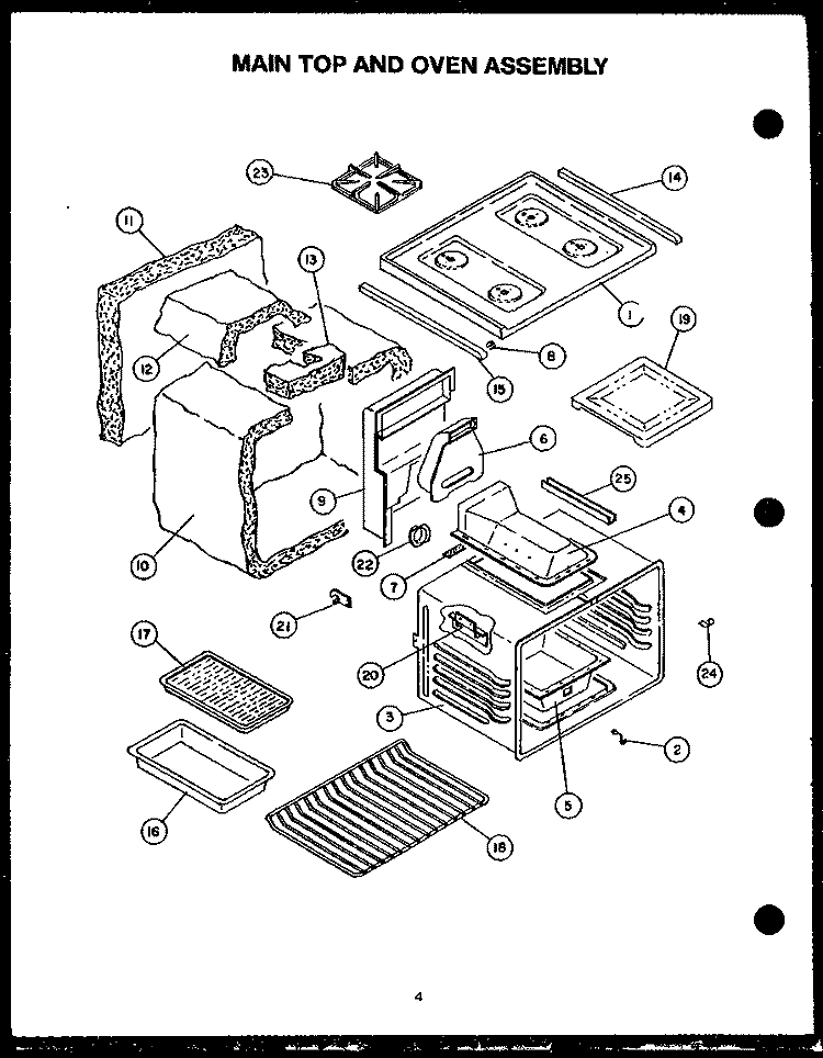 MAIN TOP AND OVEN ASSY Diagram and Parts List for RKT-396  Caloric Microwave Oven Combo