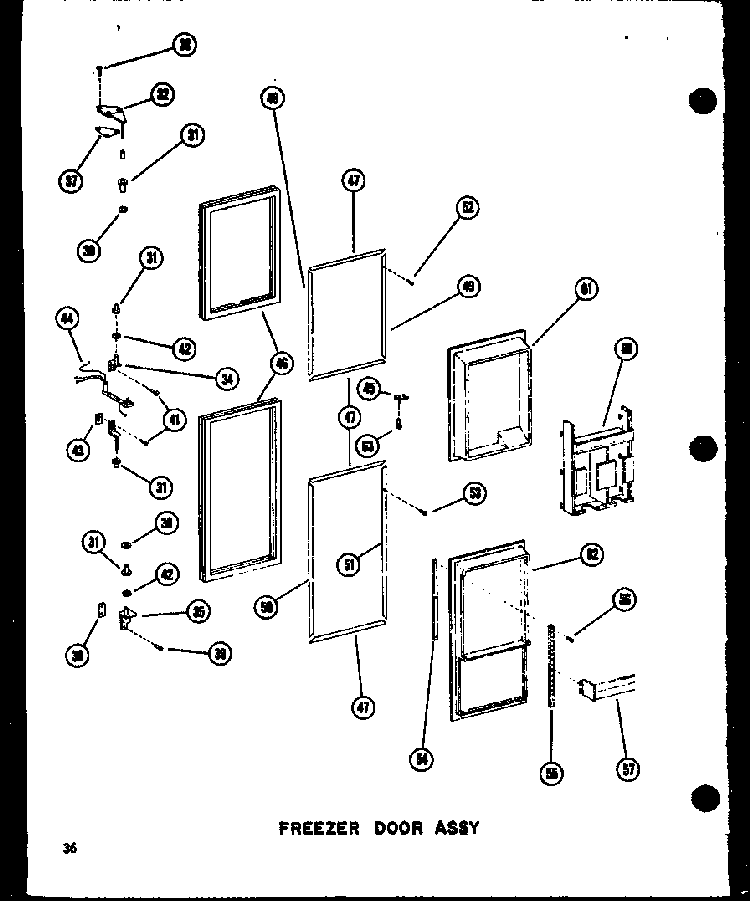 Freezer Door Assy Diagram and Parts List for SRI19W-AG-P60340-24WG  Amana Refrigerator