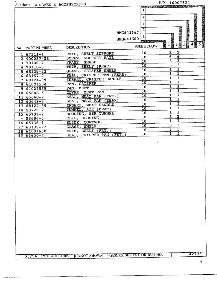 Shelves/accessories Page 2 Diagram and Parts List for HMG641667  Admiral Refrigerator