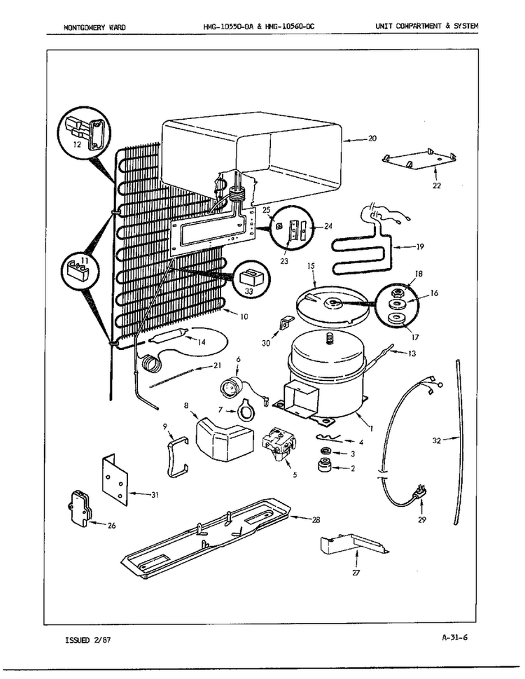 Unit Compartmentand System Diagram and Parts List for 10560B  Admiral Refrigerator