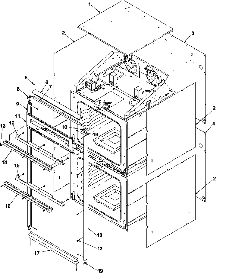 Cabinet Diagram and Parts List for AGOD2750E P1132527NE Amana Wall Oven