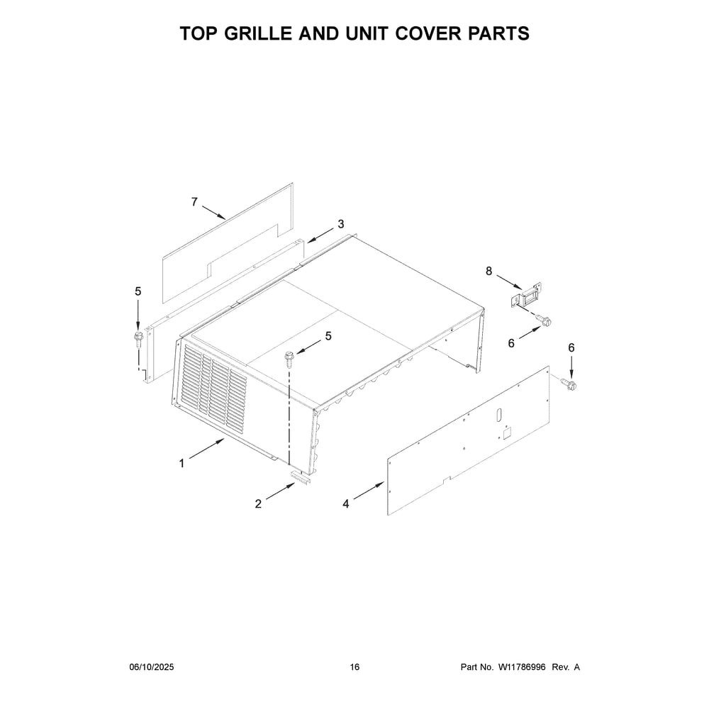Top Grille And Unit Cover Parts Diagram and Parts List for JB36NXFXLE21  Jenn-Air Refrigerator