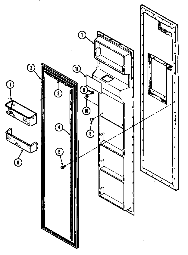 Freezer Inner Door Diagram and Parts List for RSW2200CAL DM31B Maytag Refrigerator