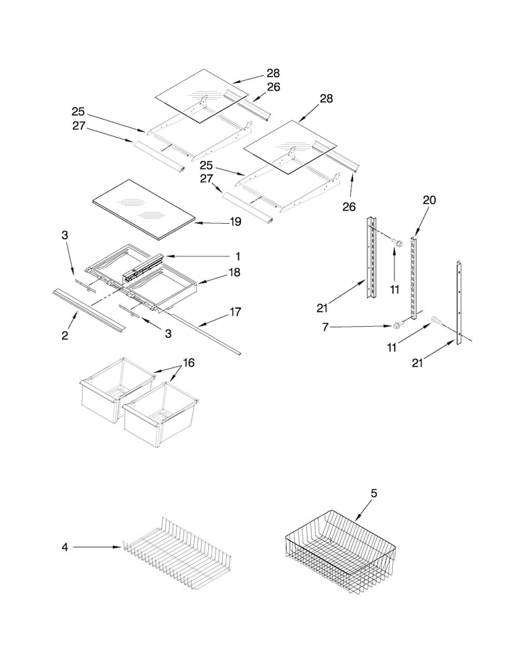 Shelf Parts Diagram and Parts List for ABB2221WEW1  Amana Refrigerator
