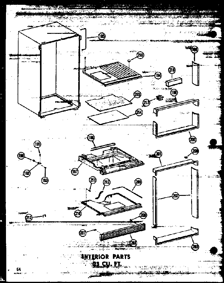 Interior Parts 23 Cu. Ft. Diagram and Parts List for T16W-P60303-53W  Amana Refrigerator