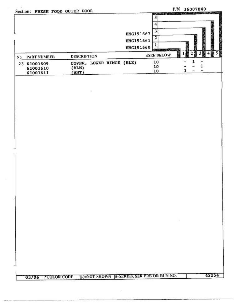 Fresh Food Outer Door Page 3 Diagram and Parts List for HMG191660  Admiral Refrigerator