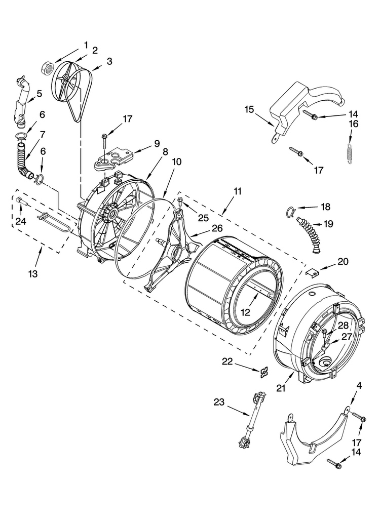Tub And Basket Parts, Optional Parts Diagram and Parts List for MHWZ600TE00  Maytag Washer