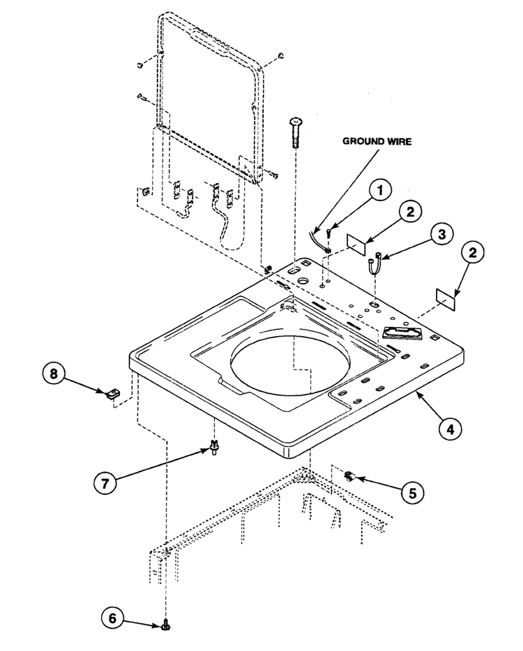 Cabinet Top Diagram and Parts List for SWT221WM  Speed Queen Washer