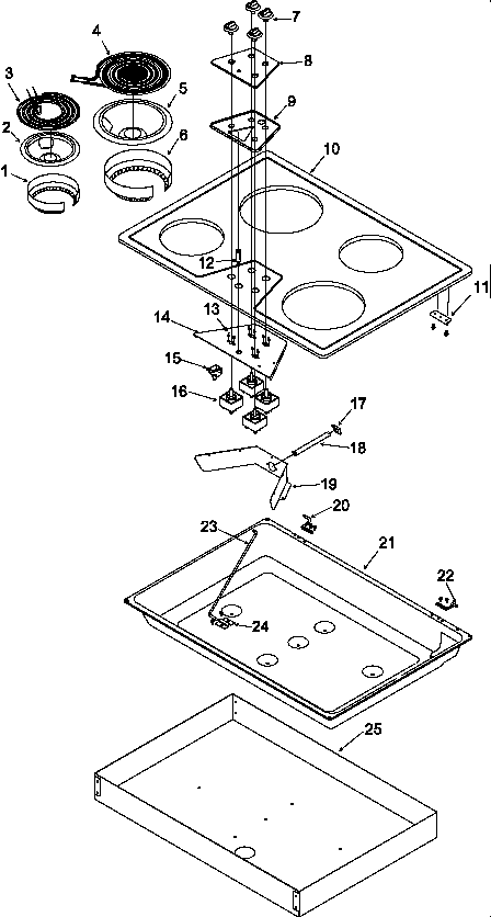 All Components Diagram and Parts List for AKR3000E-P1131575NE  Amana Cooktop