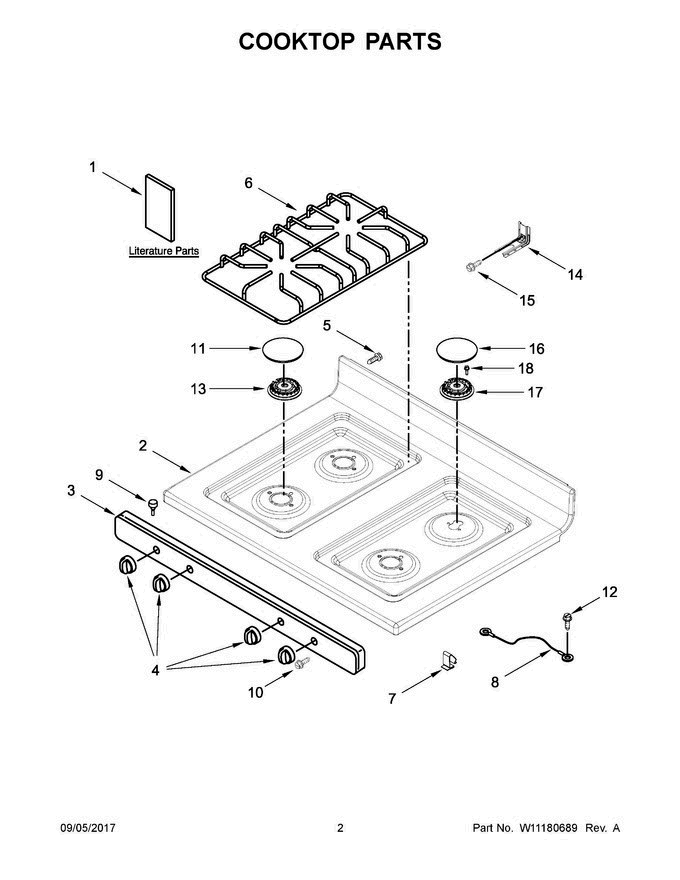 02 - Cooktop Parts Diagram and Parts List for AGR5330BAB3  Amana Range