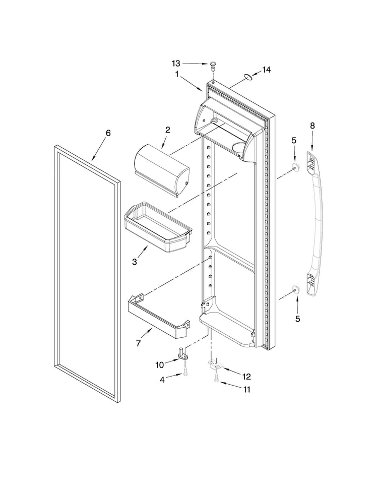 Refrigerator Door Parts Diagram and Parts List for ASD2524VEW02  Amana Refrigerator