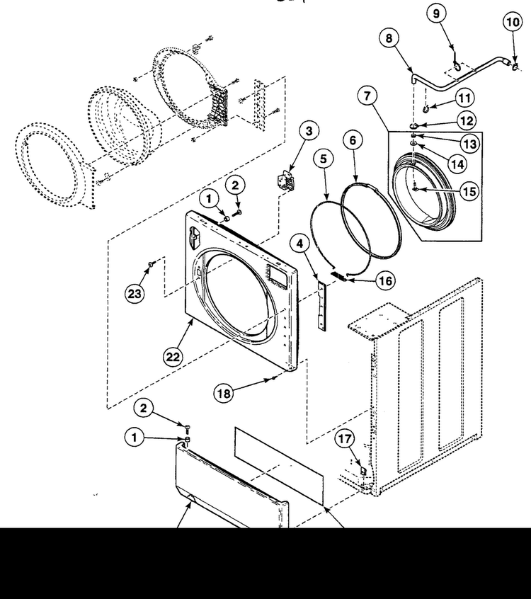Front Assy Diagram and Parts List for SWFX74QN4000  Speed Queen Washer