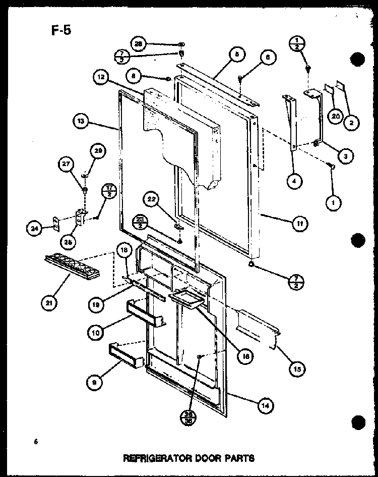 Refrigerator Door Parts Diagram and Parts List for TL18G-P76512-24W  Amana Refrigerator