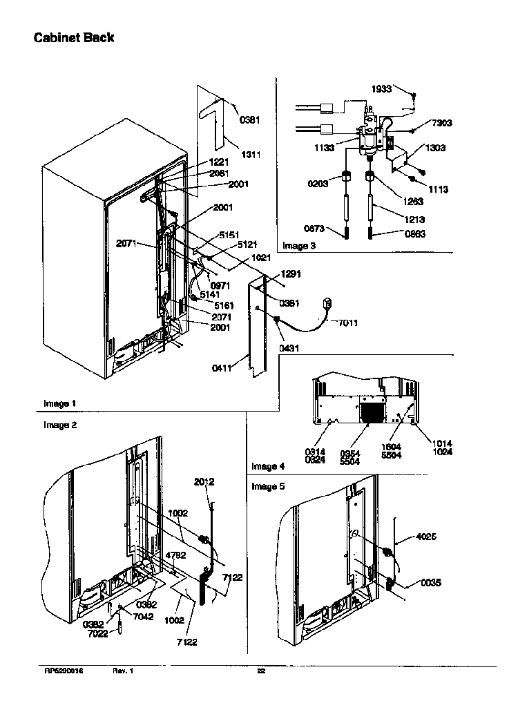 Cabinet Back Diagram and Parts List for SRD526TW-P1310201WW  Amana Refrigerator