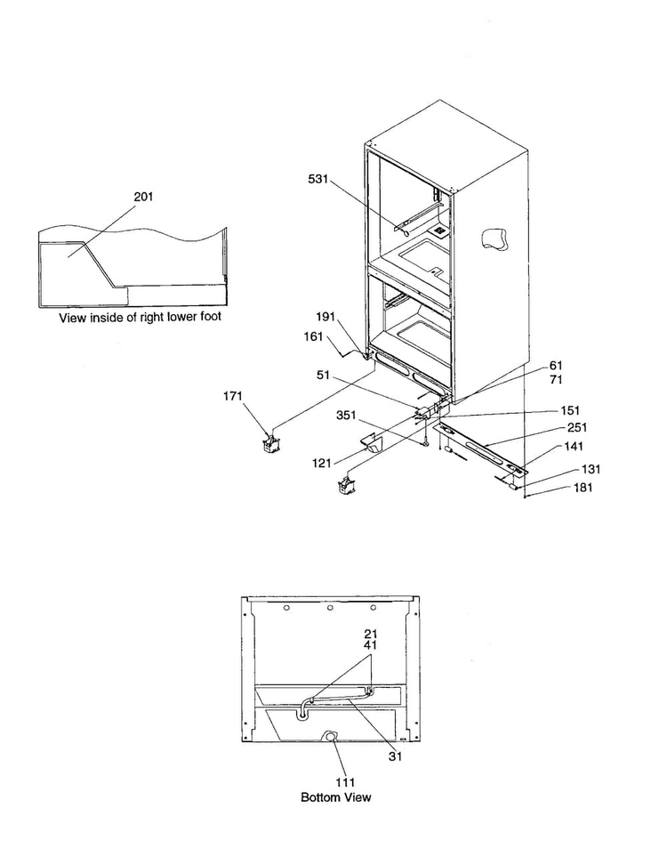 Insulation And Rollers Diagram and Parts List for BC21V1C-P1325027WC  Amana Refrigerator