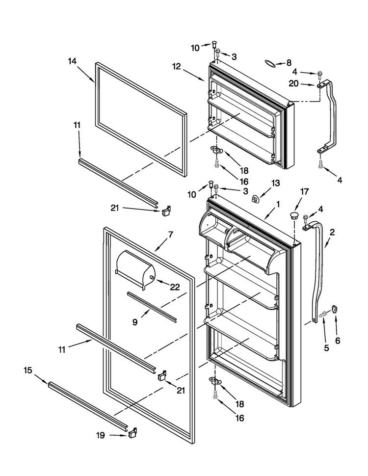 Door Parts Diagram and Parts List for M4TXNWFYB00  Maytag Refrigerator