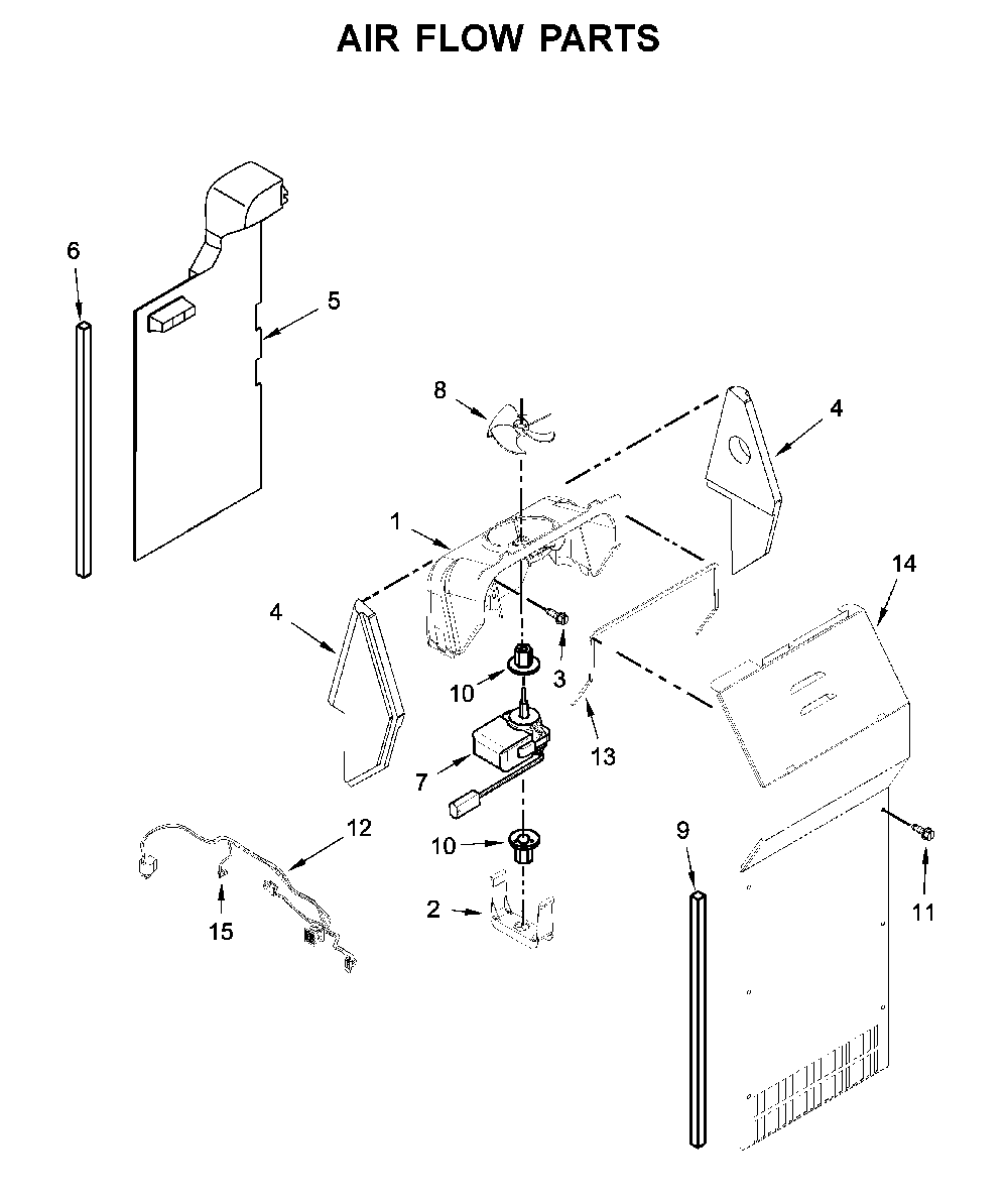 Air Flow Parts Diagram and Parts List for 10650045714  Kenmore Refrigerator