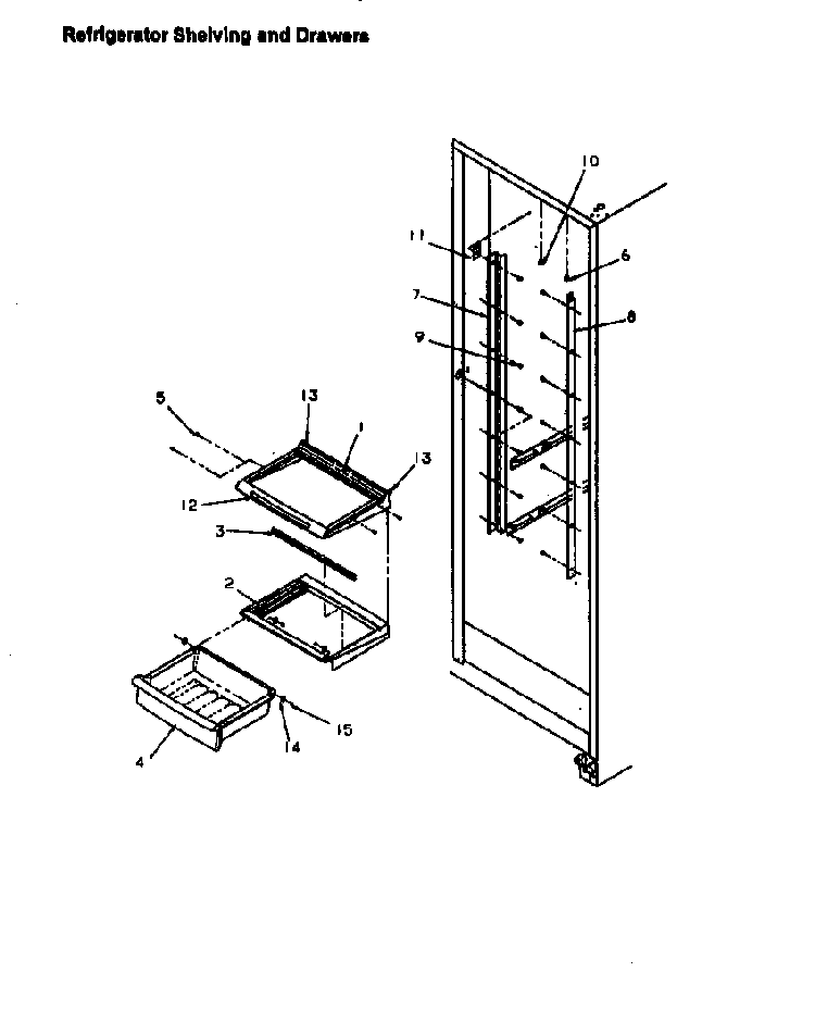 Refrigerator Shelving And Drawers Diagram and Parts List for SX25S-P1198902WL  Amana Refrigerator