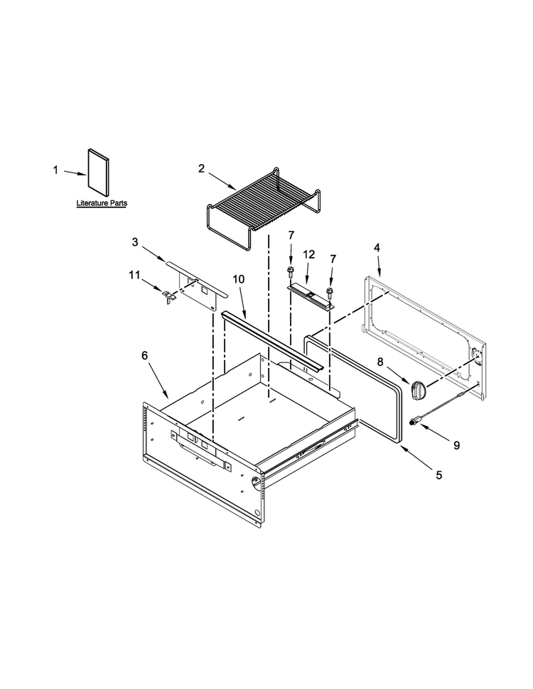 Control Panel And Drawer Parts Diagram and Parts List for JWD3027EX00  Jenn-Air Warming Drawer