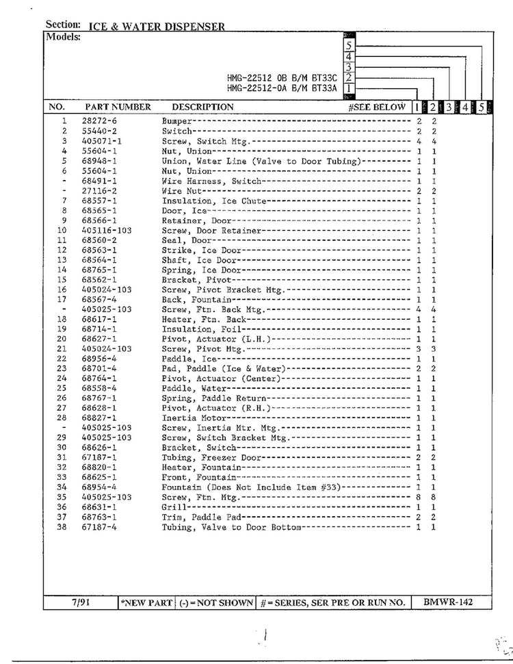 Ice And Water Dispenser Page 2 Diagram and Parts List for 22512-0B  Admiral Refrigerator