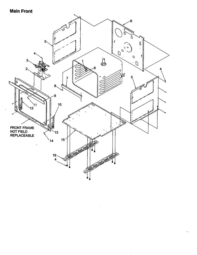 Main Front Diagram and Parts List for AOES2730E-P1132367NE  Amana Wall Oven