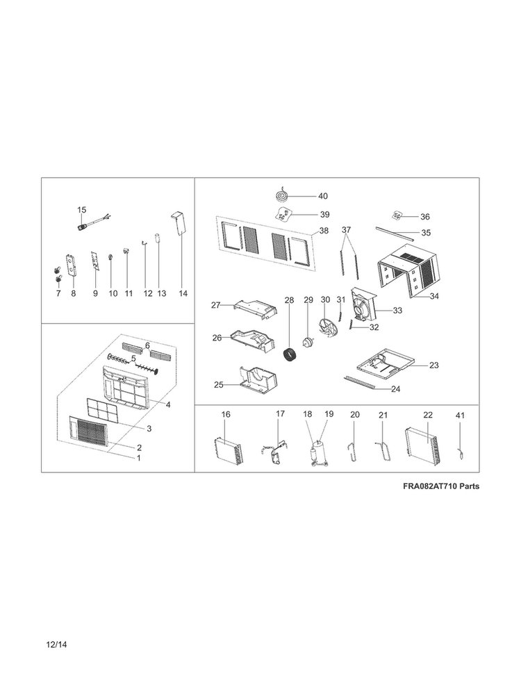 Recommended Spare Parts Diagram and Parts List for CAE8MR410A19  Crosley Air Conditioner