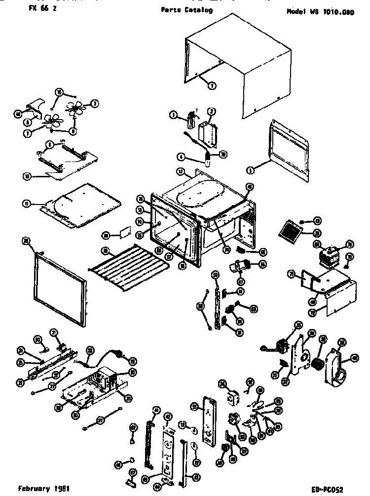 Replacement Parts Diagram and Parts List for WG1010000  Amana Microwave