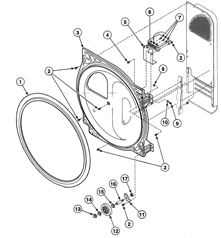 Roller Assy Diagram and Parts List for SDEC07WJ  Speed Queen Dryer