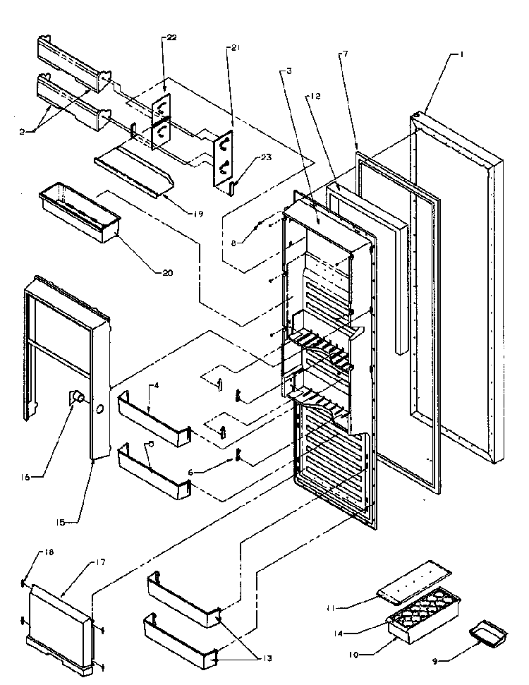 Refrigerator Door Diagram and Parts List for SRI20S2E-P1190101WE  Amana Refrigerator