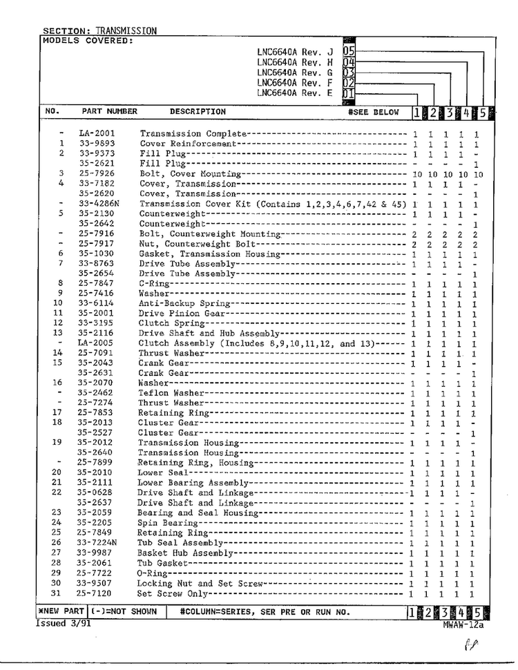 Transmission Page 4 Diagram and Parts List for 6640A  Norge Washer