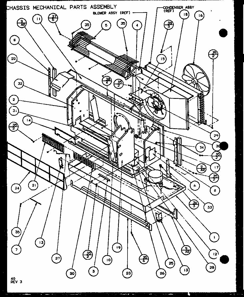 Chassis Mechanical Parts Assembly (pth09300f/p1102601r) (pth09400f/p1102701r) (pth09300fc/p1103001r) (pth09400fc/p1103101r) Diagram and Parts List for PTH09400F P1102701R Amana Air Conditioner