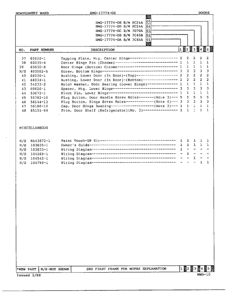 Doors/misc Page 3 Diagram and Parts List for 17774-OA  Admiral Refrigerator