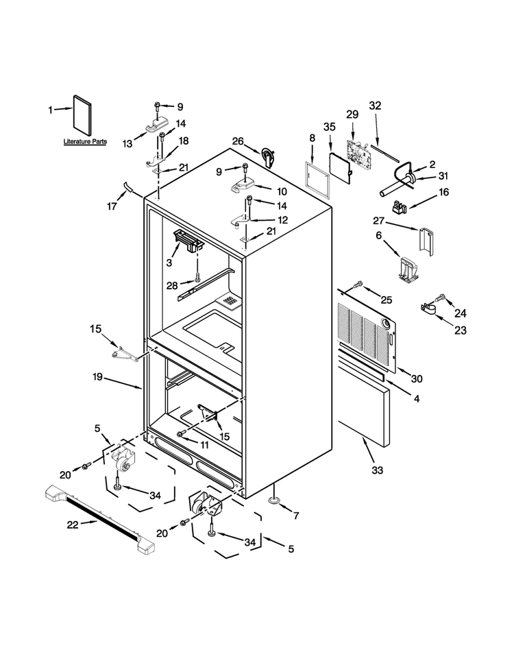 Cabinet Parts Diagram and Parts List for MFC2062DEM01  Maytag Refrigerator