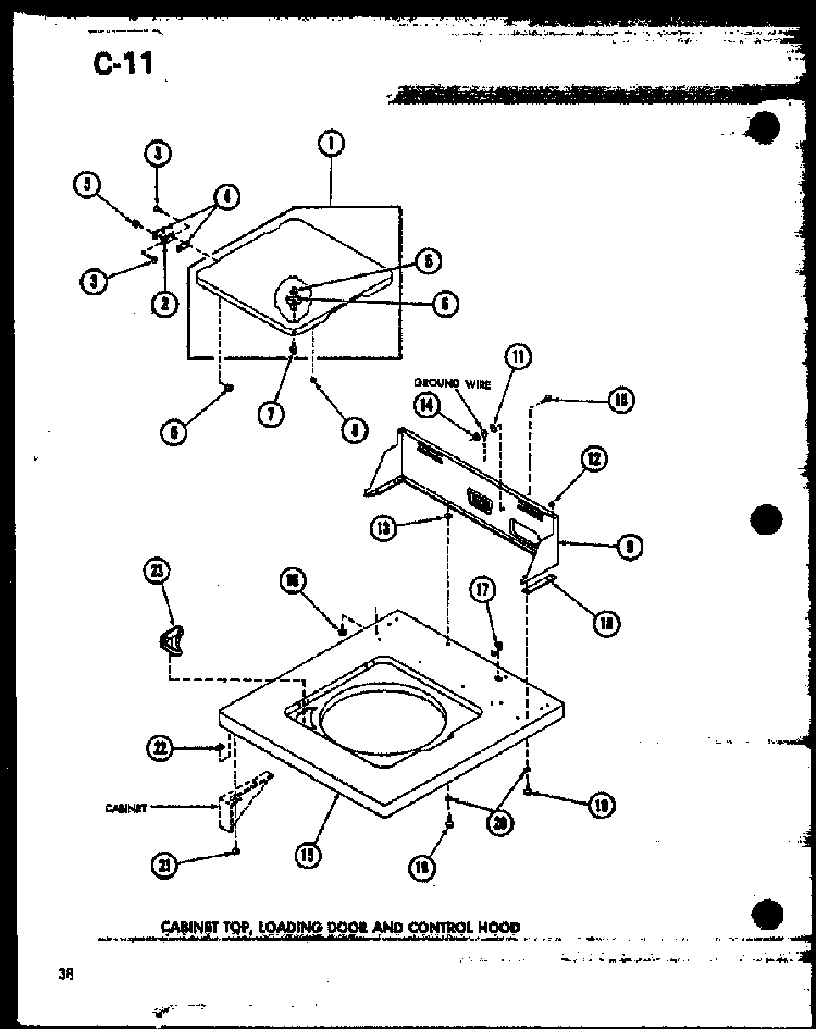 Cabinet Top Diagram and Parts List for TAA200 P75751-13W Amana Washer
