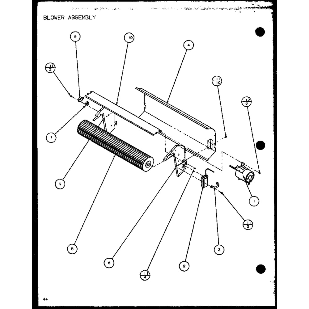 Blower Assembly 1 Diagram and Parts List for PTC07300ER P9812501R Amana Air Conditioner
