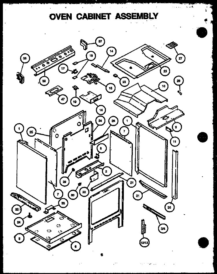 OVEN CABINET ASSY Diagram and Parts List for AGS741W P1155901S Amana Range
