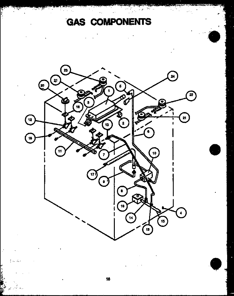 GAS COMPONENTS Diagram and Parts List for AGS741W P1155901S Amana Range