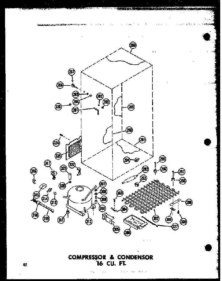 Compressor & Condensor 16 Cu. Ft. Diagram and Parts List for T16J-P60236-9W  Amana Refrigerator