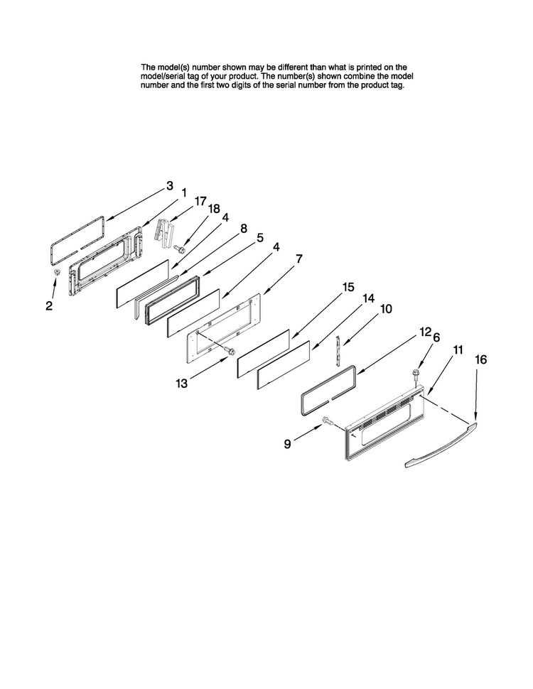 Upper Door Parts Diagram and Parts List for MER6775BCS17  Maytag Range