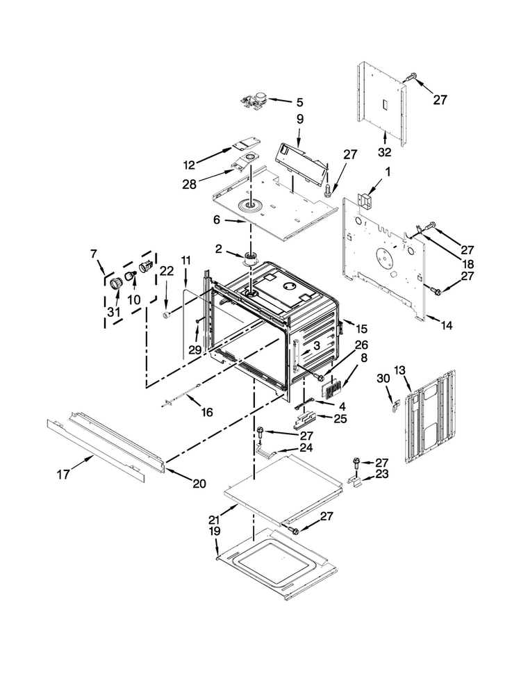 Lower Oven Parts Diagram and Parts List for MEW9627DS00  Maytag Wall Oven