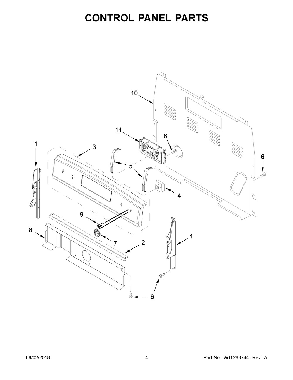 Control Panel Parts Diagram and Parts List for AER6303MFS2  Maytag Range