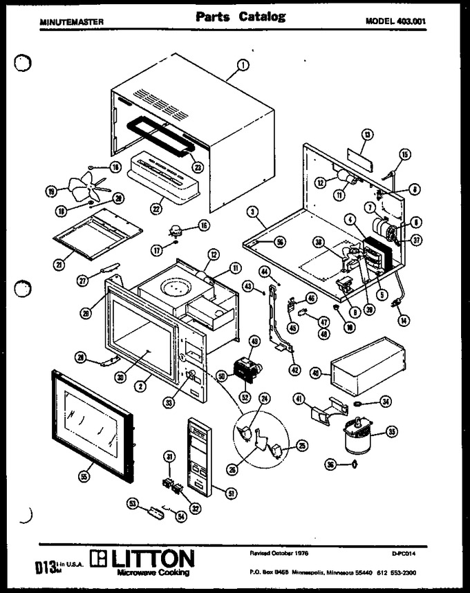 Page 1 Diagram and Parts List for 403001  Maytag Microwave