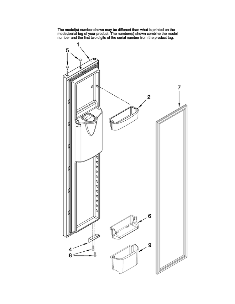 Freezer Door Parts Diagram and Parts List for JC2225GEKB13  Jenn-Air Refrigerator