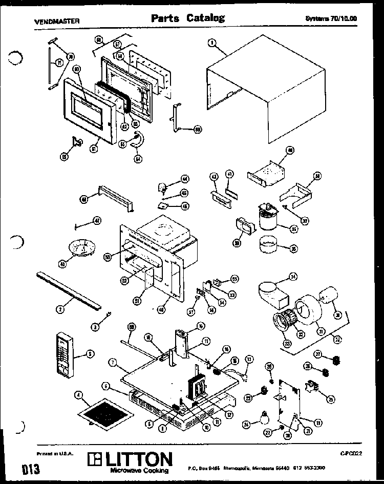 70/10.00 Parts Diagram and Parts List for 70 1000 Amana Microwave
