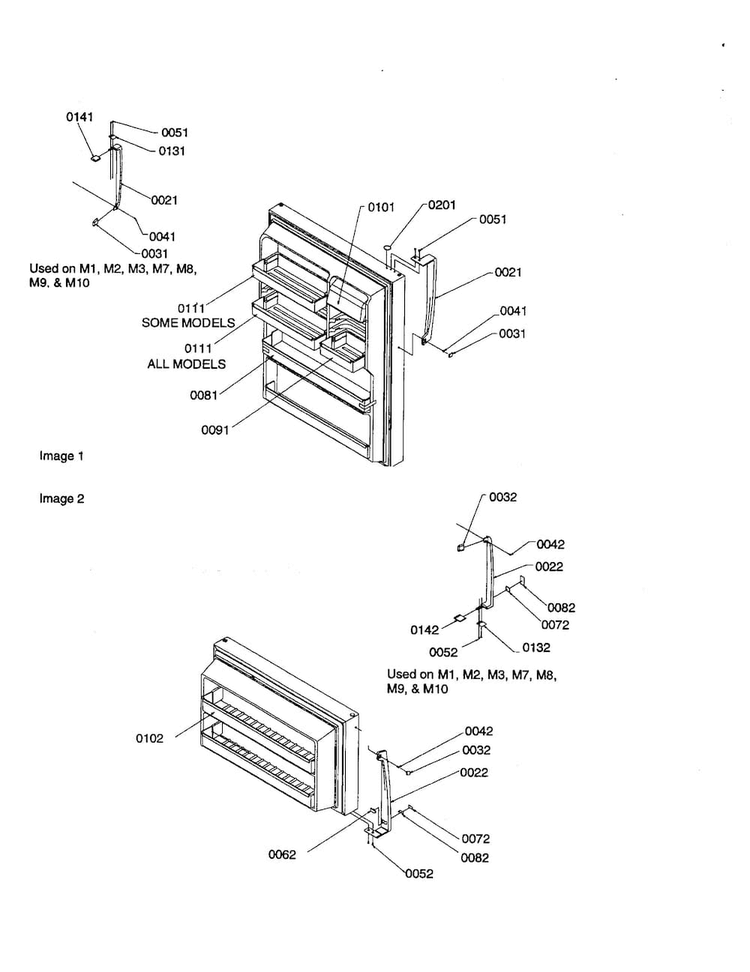 Door Handles And Door Shelves Diagram and Parts List for TN21V2L-P1315907WL  Amana Refrigerator